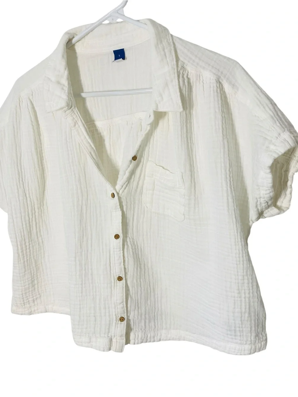 OLD NAVY Cropped Boxy Gauze Shirt - Picture 3 of 7